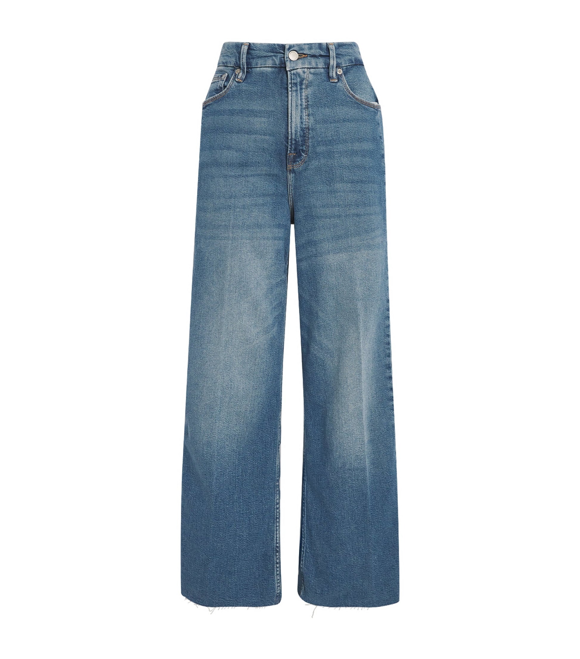 Good American Blue Good Skate Cropped Wide-Leg Jeans