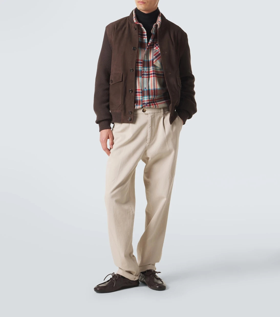 Slowear - Cotton-trimmed suede bomber jacket