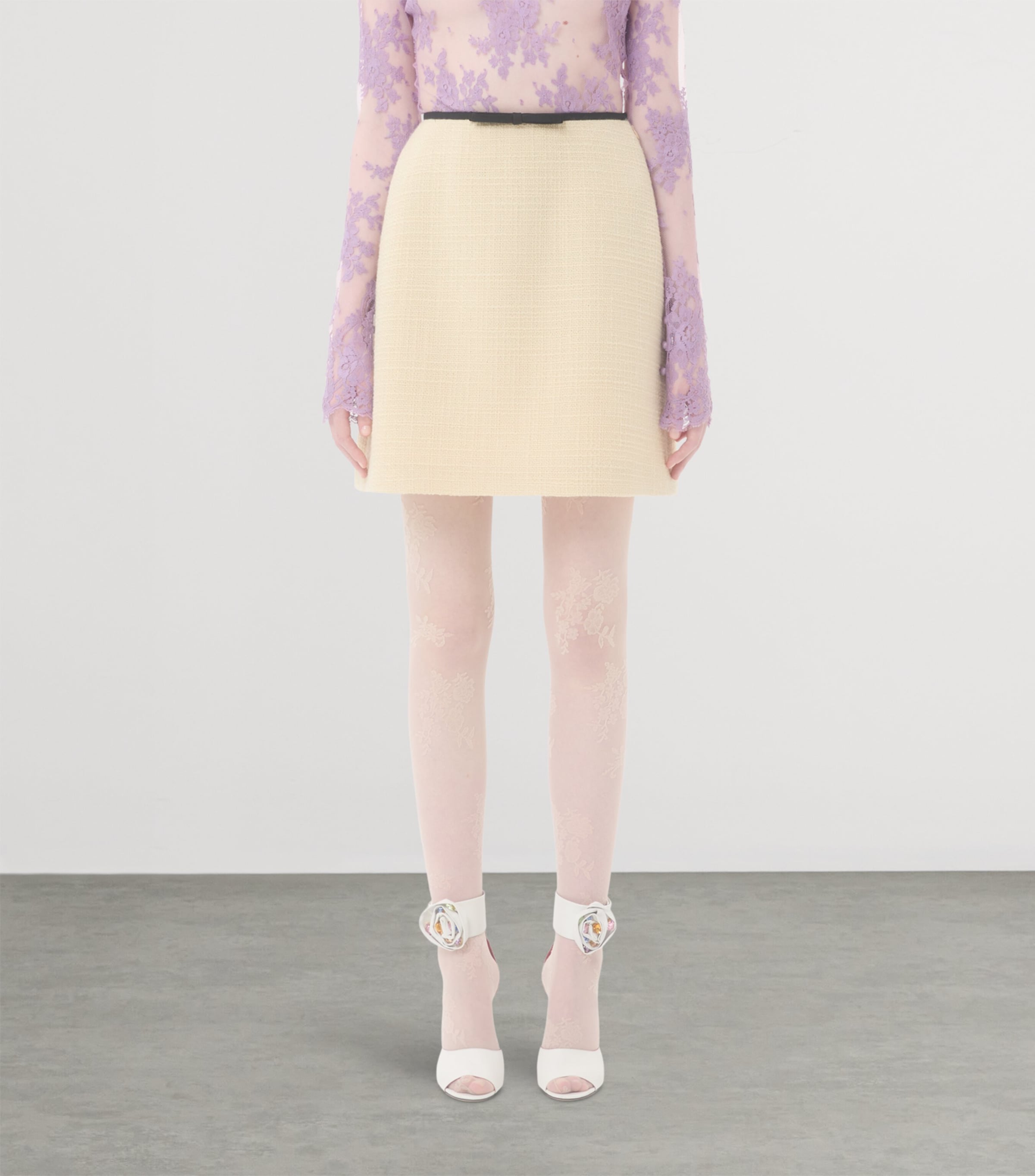 Valentino Beige Wool-Blend Mini Skirt