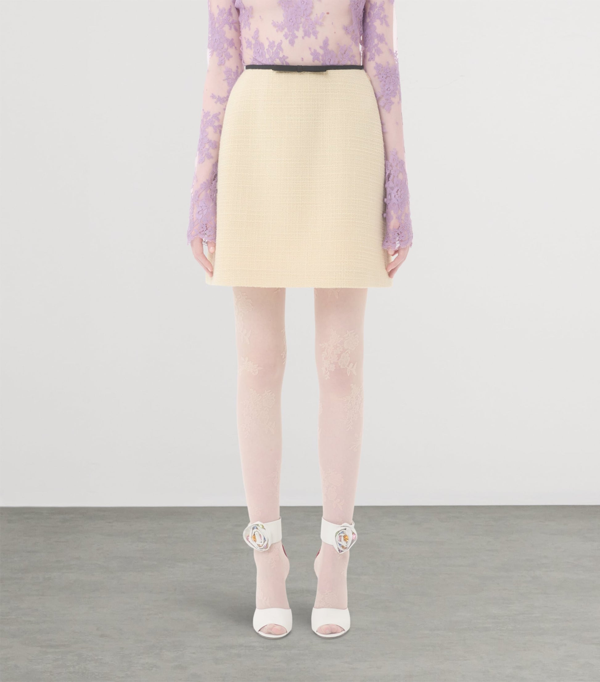 Valentino Beige Wool-Blend Mini Skirt