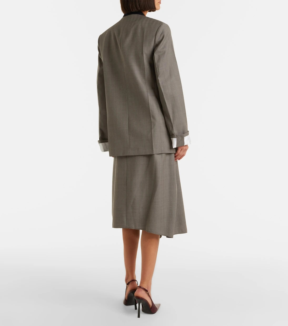 Victoria Beckham - Asymmetric virgin wool midi skirt