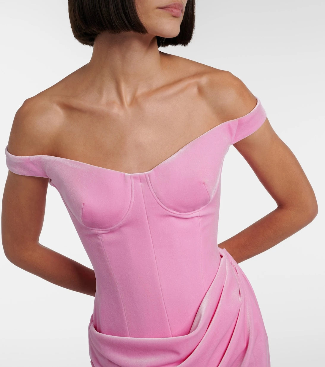 Alex Perry - Draped velvet bustier dress