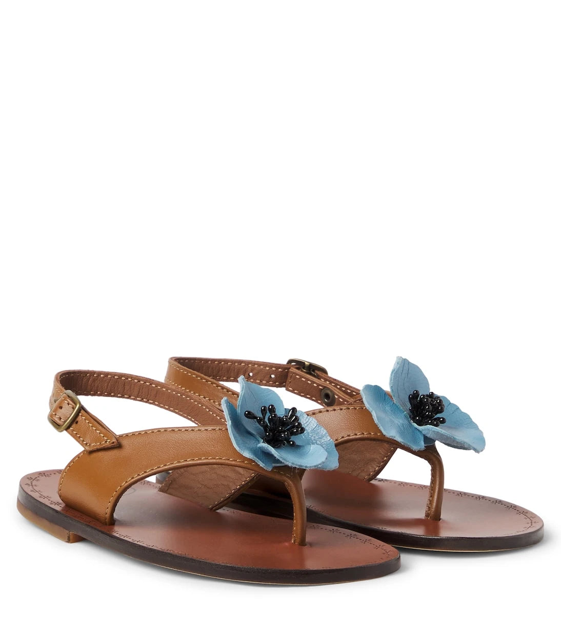 PèPè - Juliette floral-appliqué leather sandals