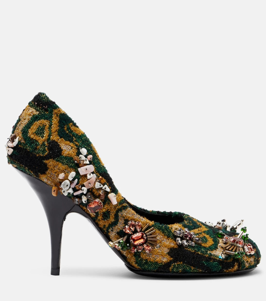 Dries Van Noten - İşlemeli jakar topuklu ayakkabı