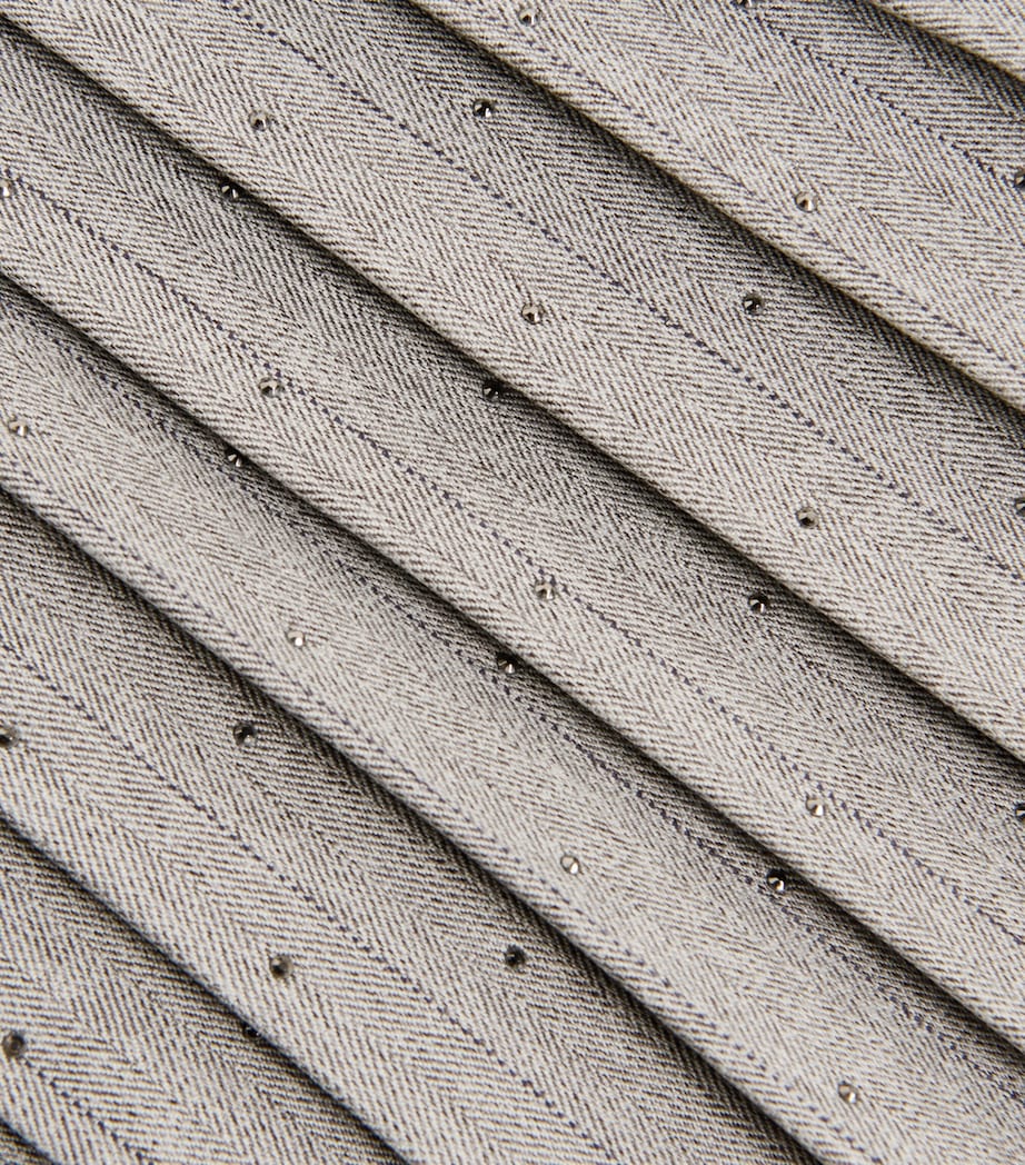 Maje Black Stripe Rhinestone-Embellished Skort