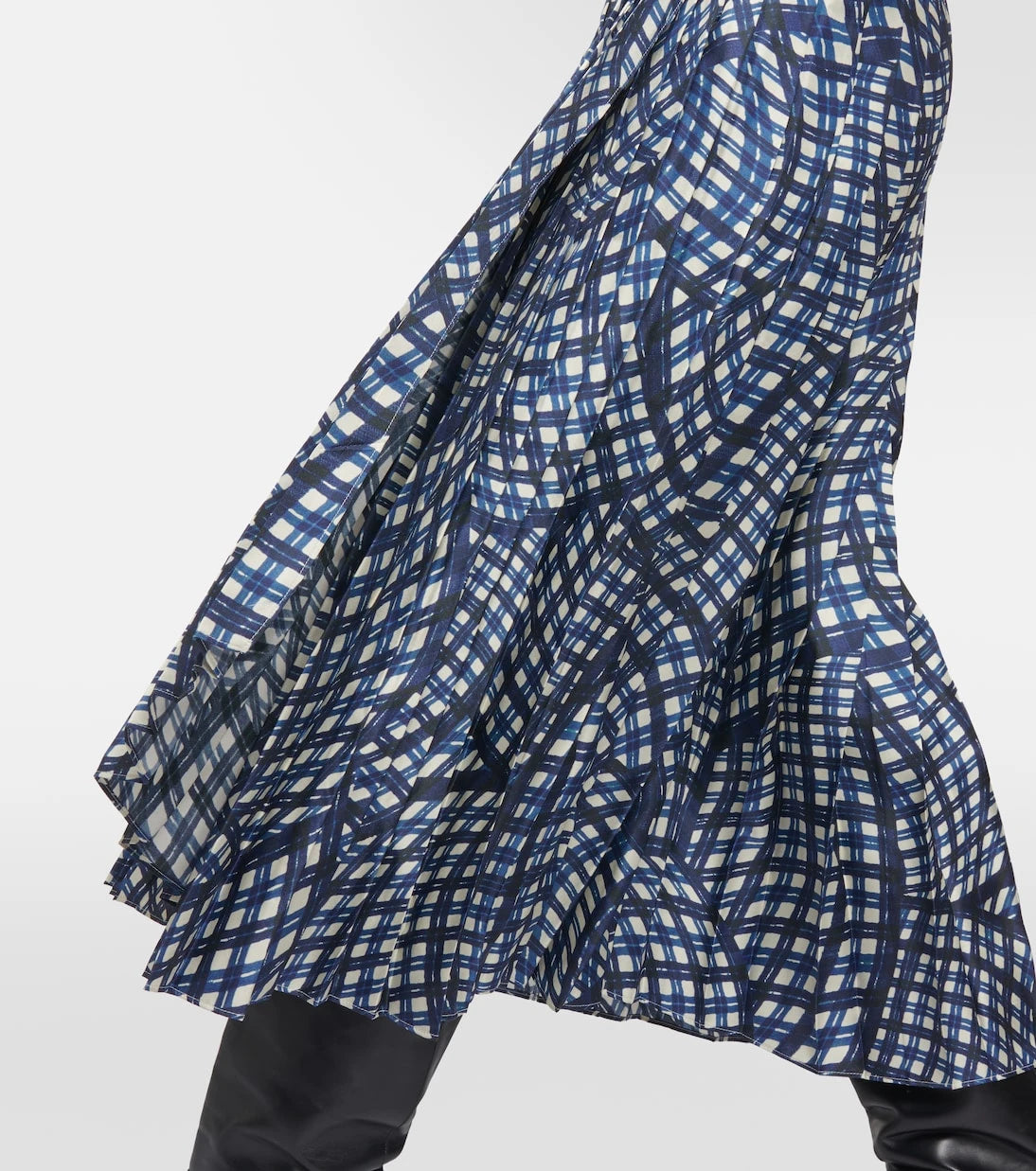 Tory Burch - Checked pleated silk shirt dress