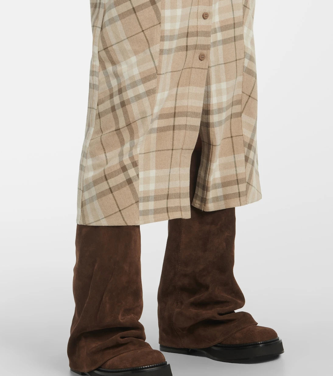 The Attico - Checked cotton-blend shirt dress