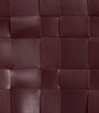 St. Agni Burgundy Mini Leather Woven Tote Bag