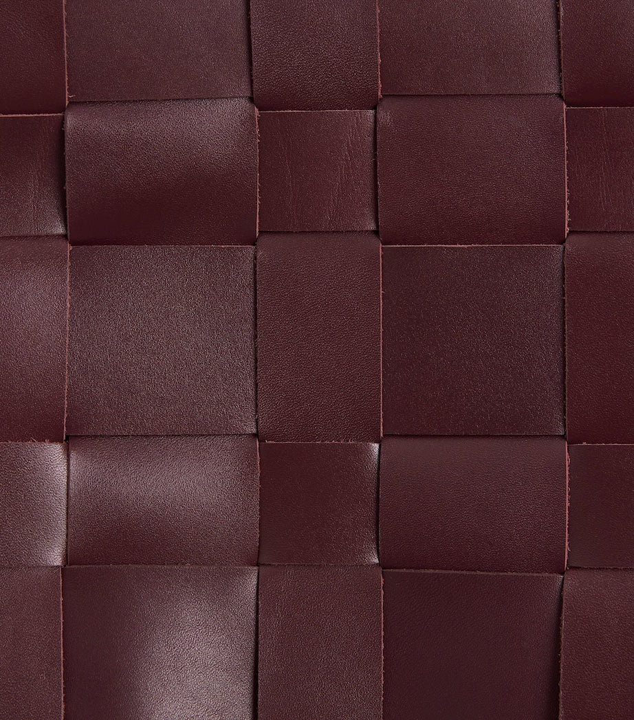 St. Agni Burgundy Mini Leather Woven Tote Bag