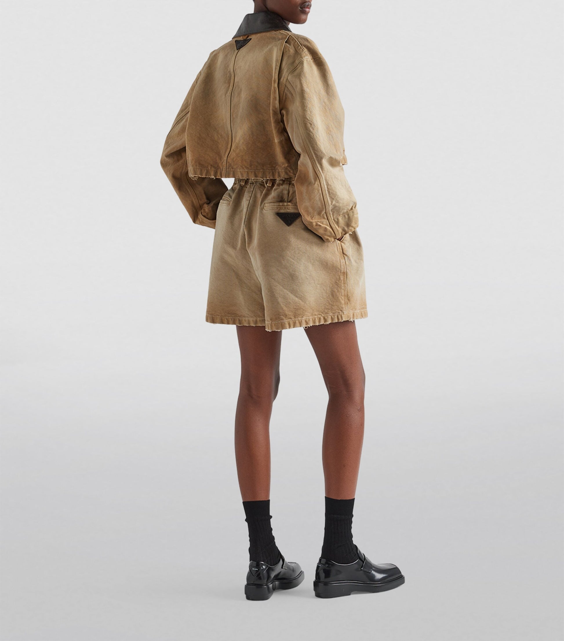 Prada Neutral Canvas Shorts