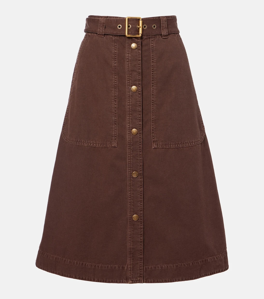 Moncler - Belted denim midi skirt