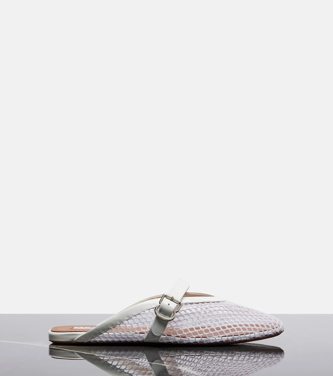 Alaïa - Fishnet leather-trimmed slip-on mules