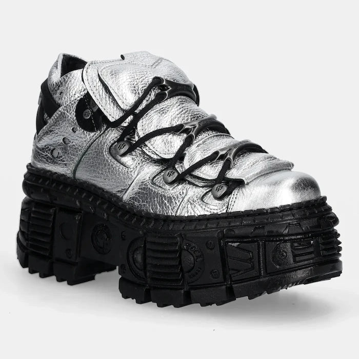 Кожени обувки New Rock Floater Plata, Tank Casco Negro Sin
