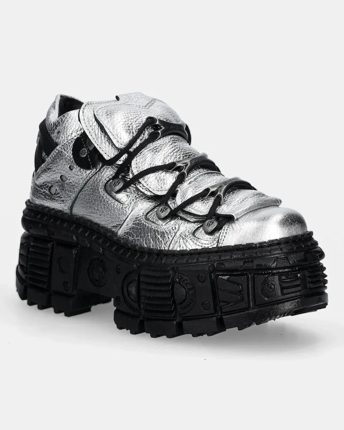 Кожени обувки New Rock Floater Plata, Tank Casco Negro Sin