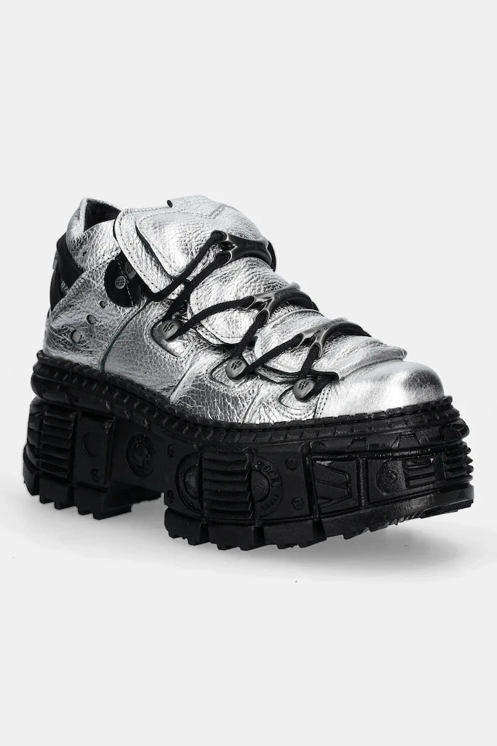 Кожени обувки New Rock Floater Plata, Tank Casco Negro Sin