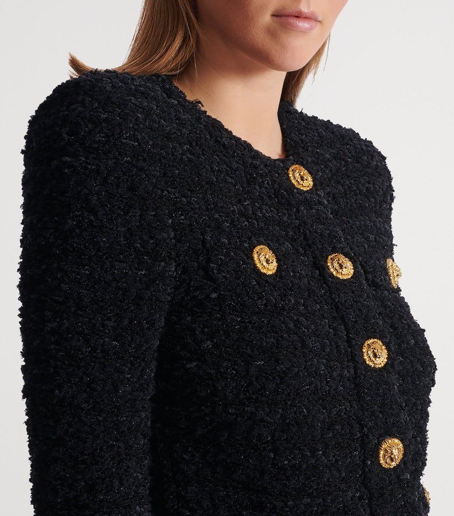 Balmain Black Tweed Button-Up Jacket