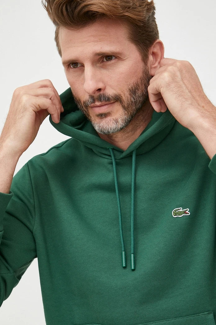 Pamuklu kapüşonlu Lacoste sweatshirt