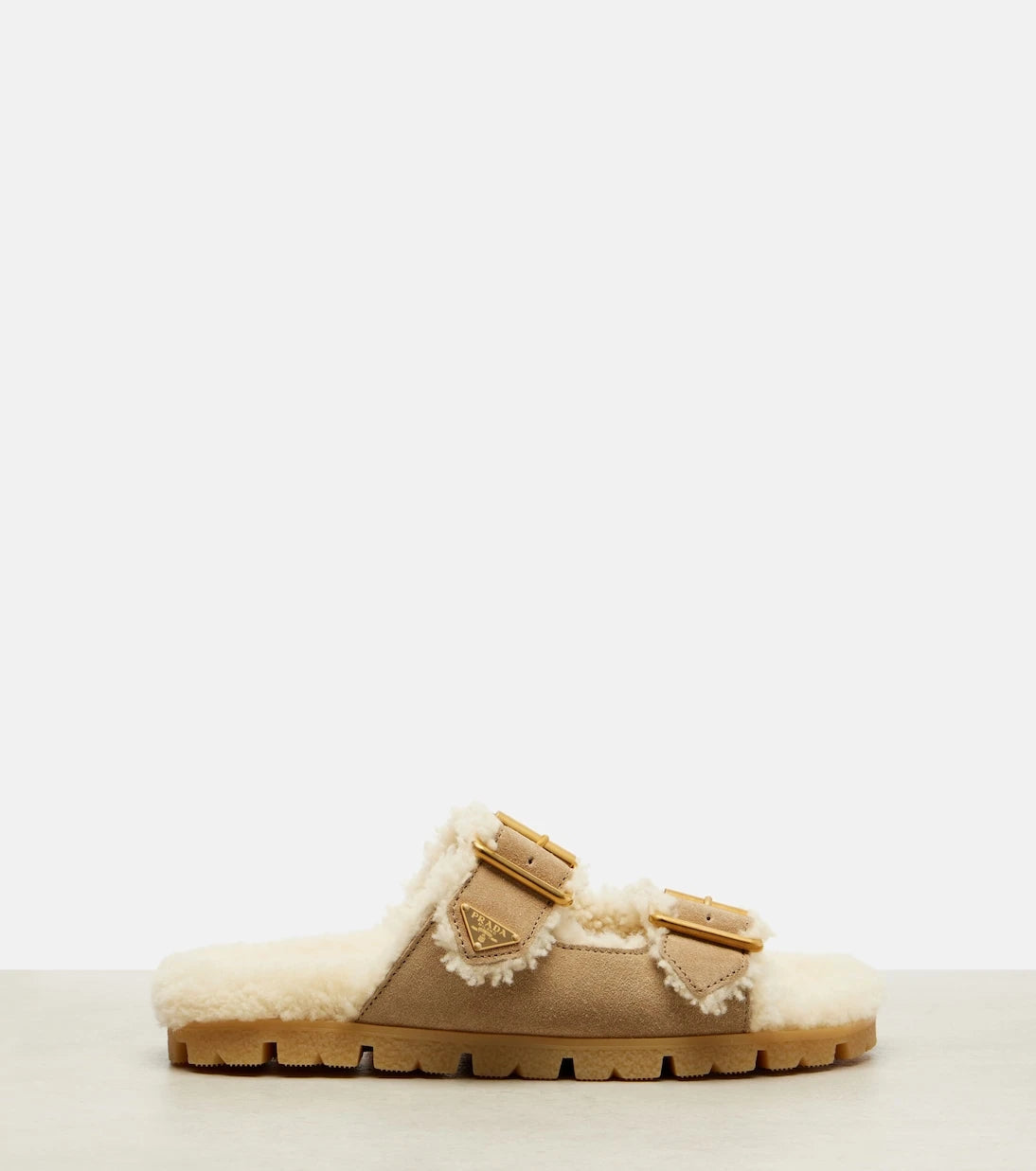 Prada - Shearling-lined suede sandals