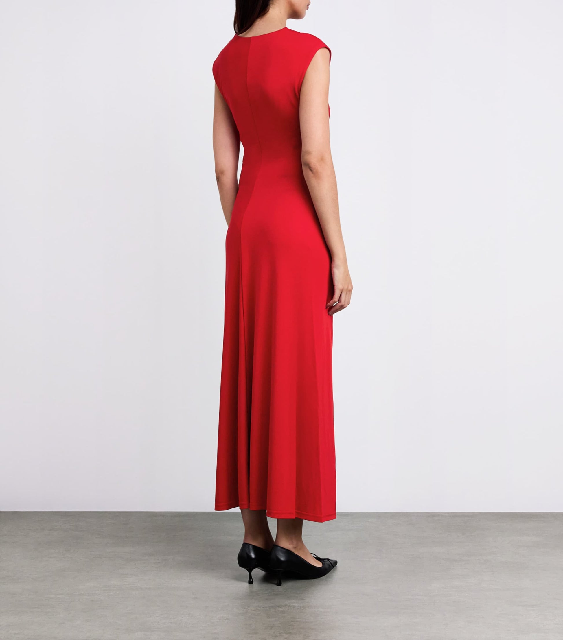 Red Ruched Acacia Midi Dress