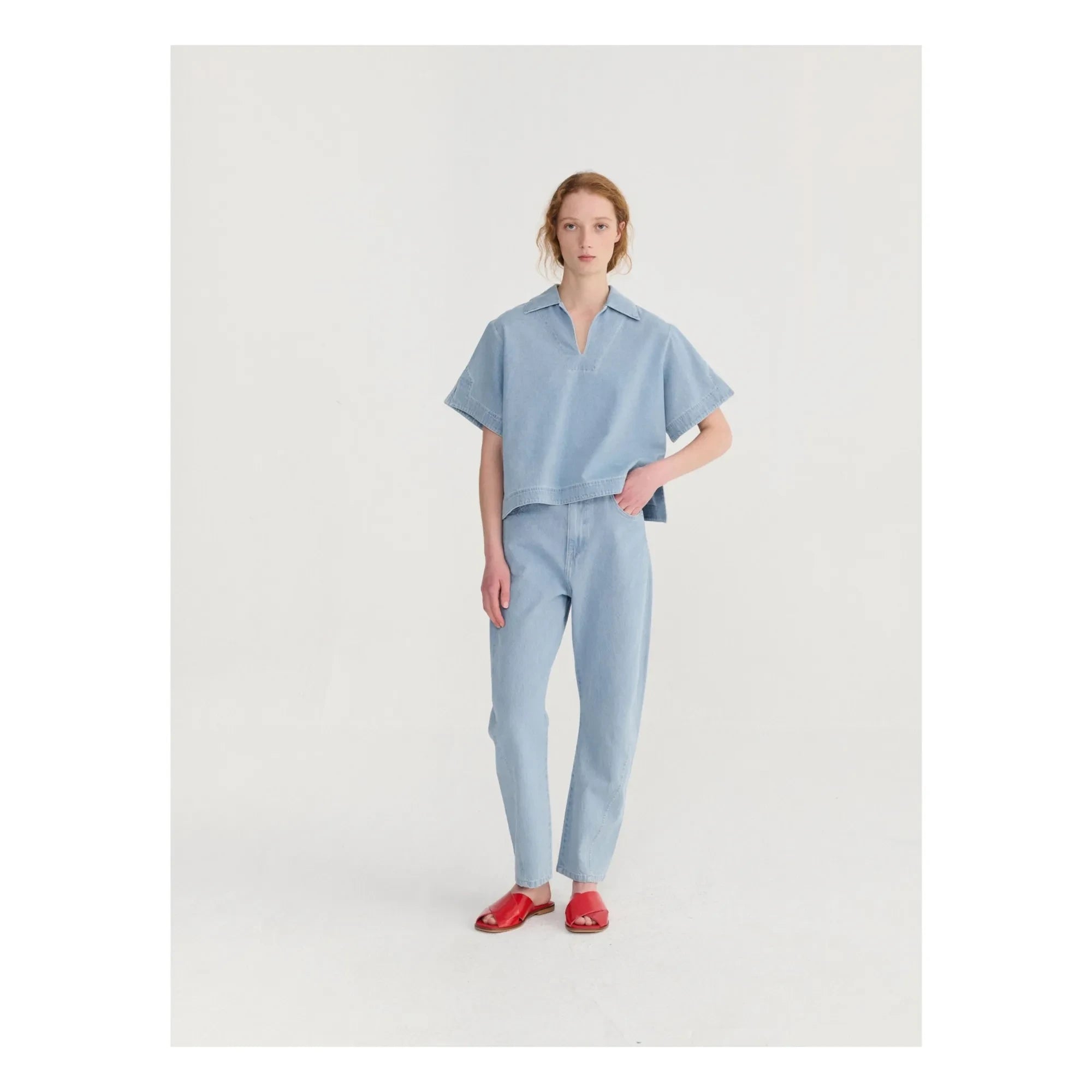 Bobo Choses - Cotton Polo Blouse | Light blue