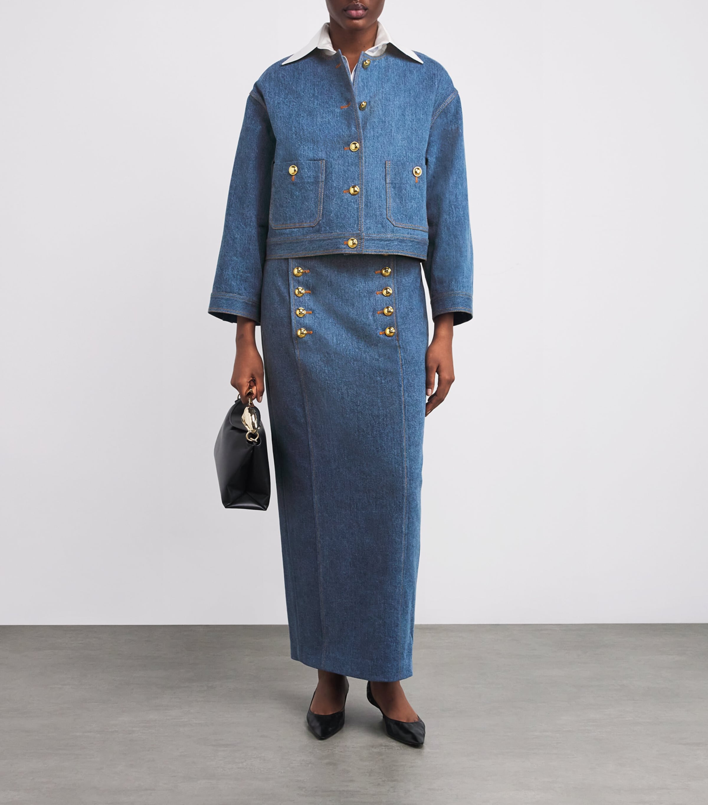Adam Lippes Blue Cropped Nessy Denim Jacket