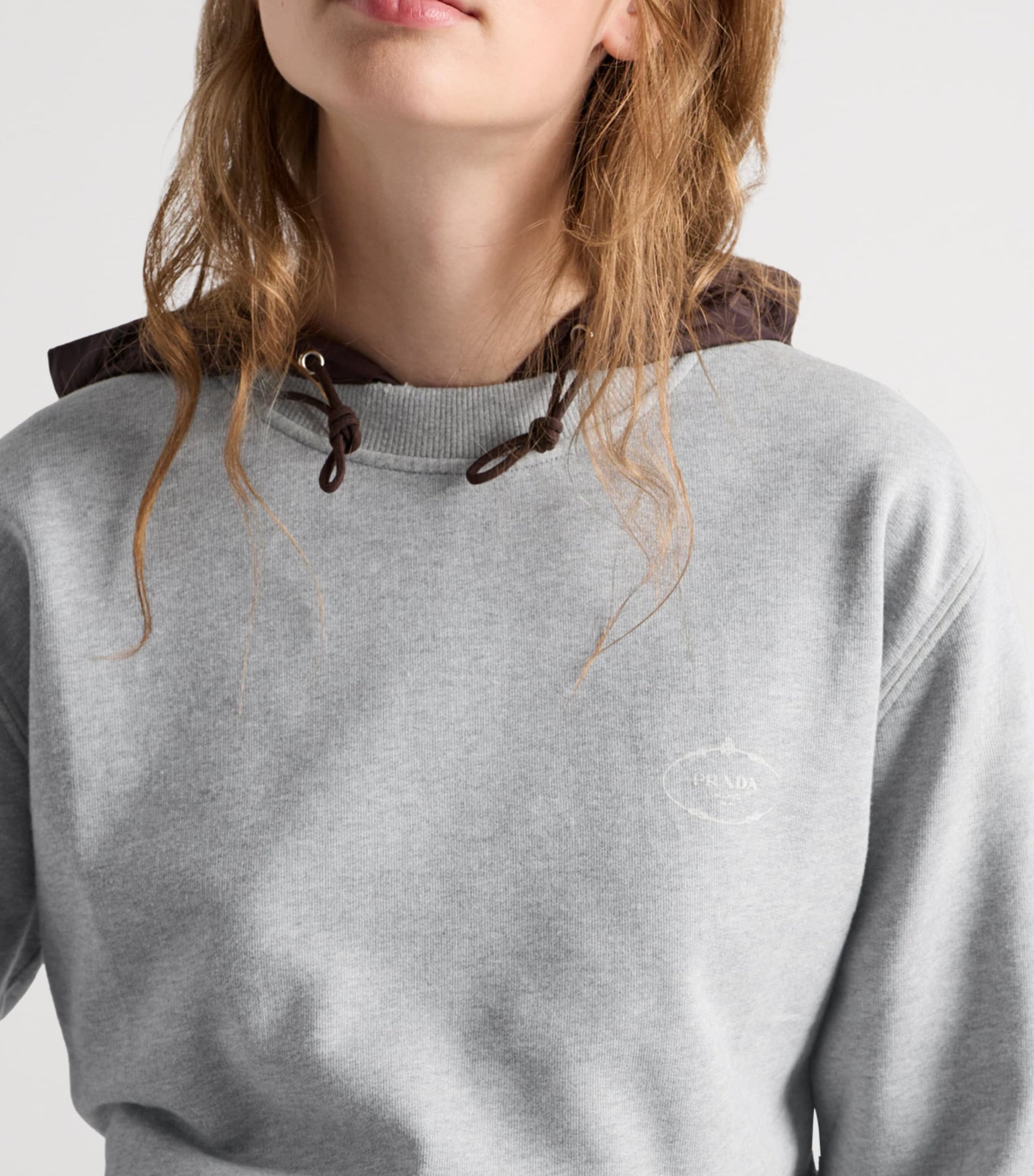 Prada Grey Cotton Logo Sweatshirt