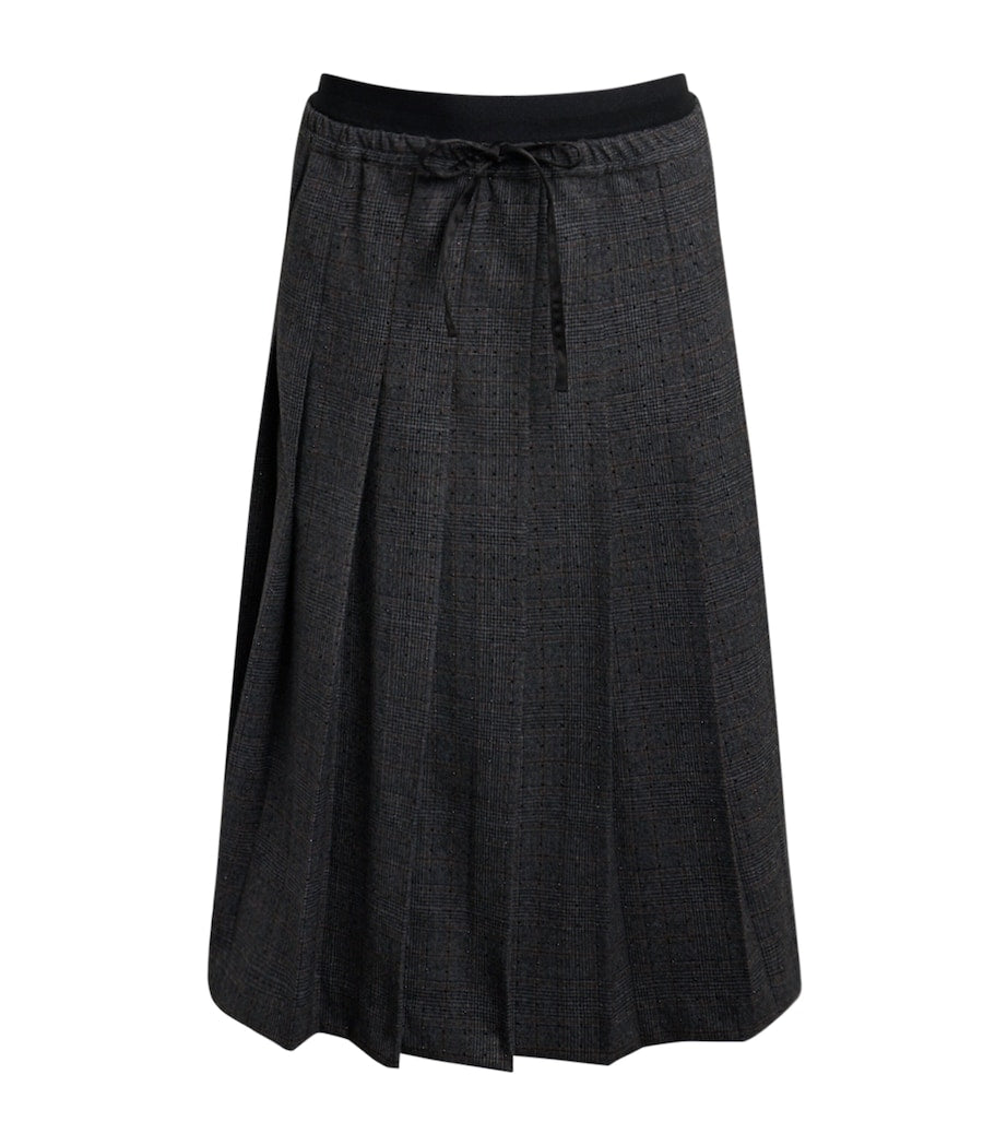 Pleated Rhinestone-Embellished Midi Skirt