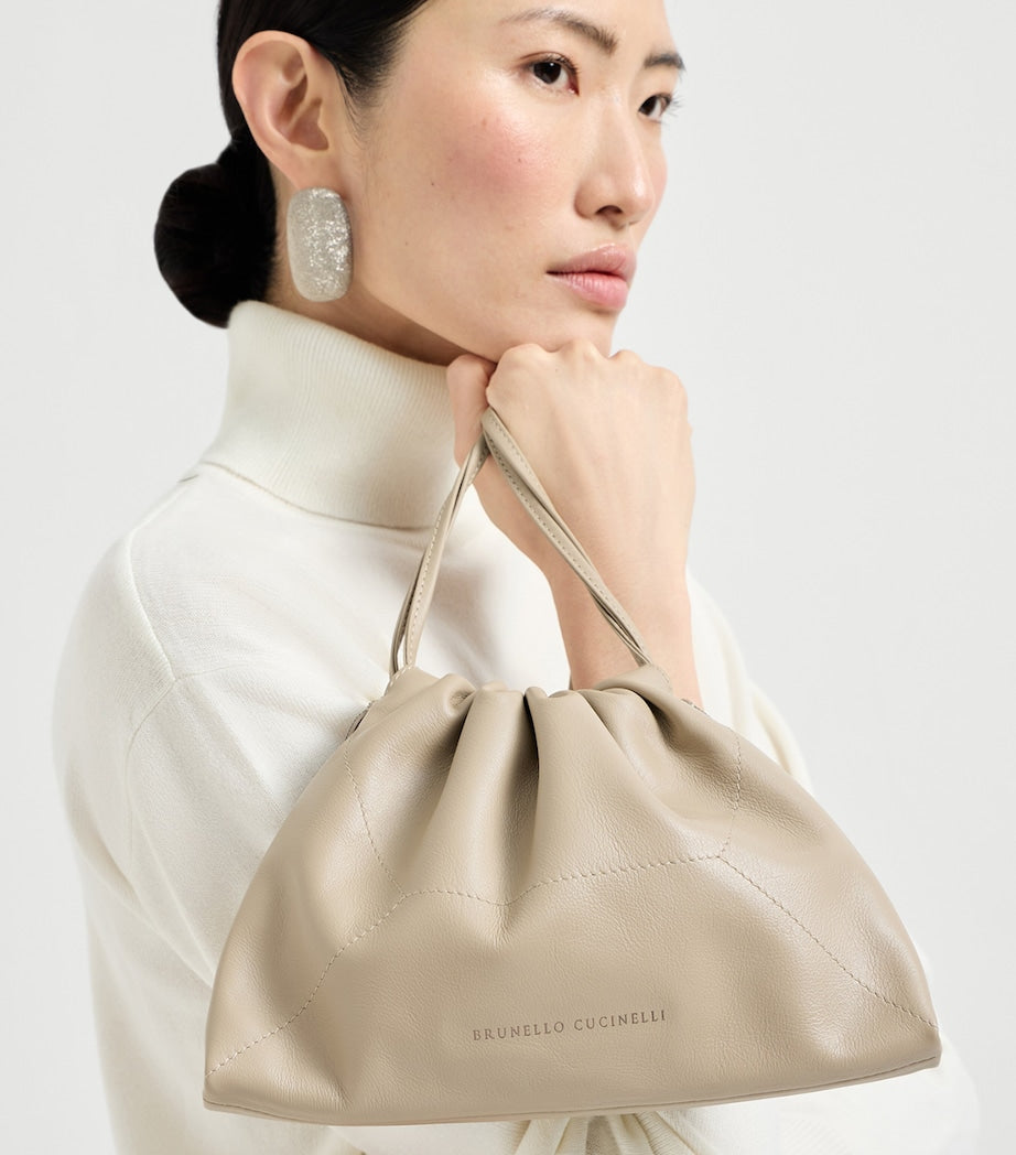 Leather Drawstring Cross-Body Bag