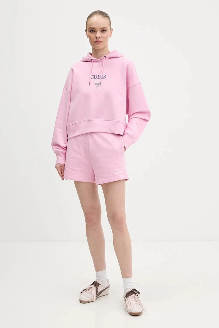 Guess Jeans kadın pamuklu kapüşonlu sweatshirt