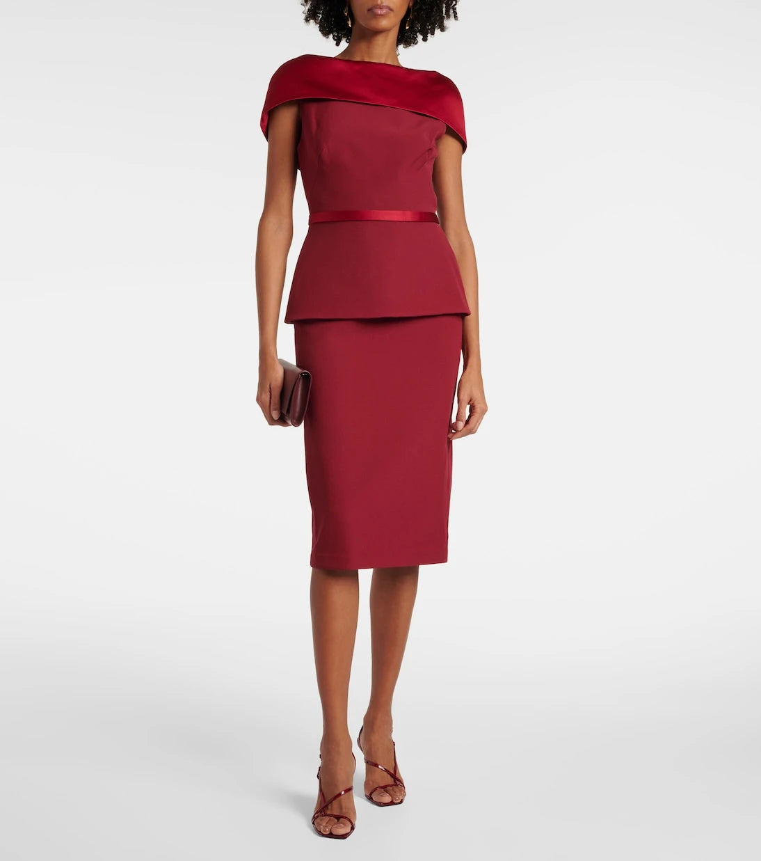 Safiyaa - Rella draped peplum heavy crêpe midi dress