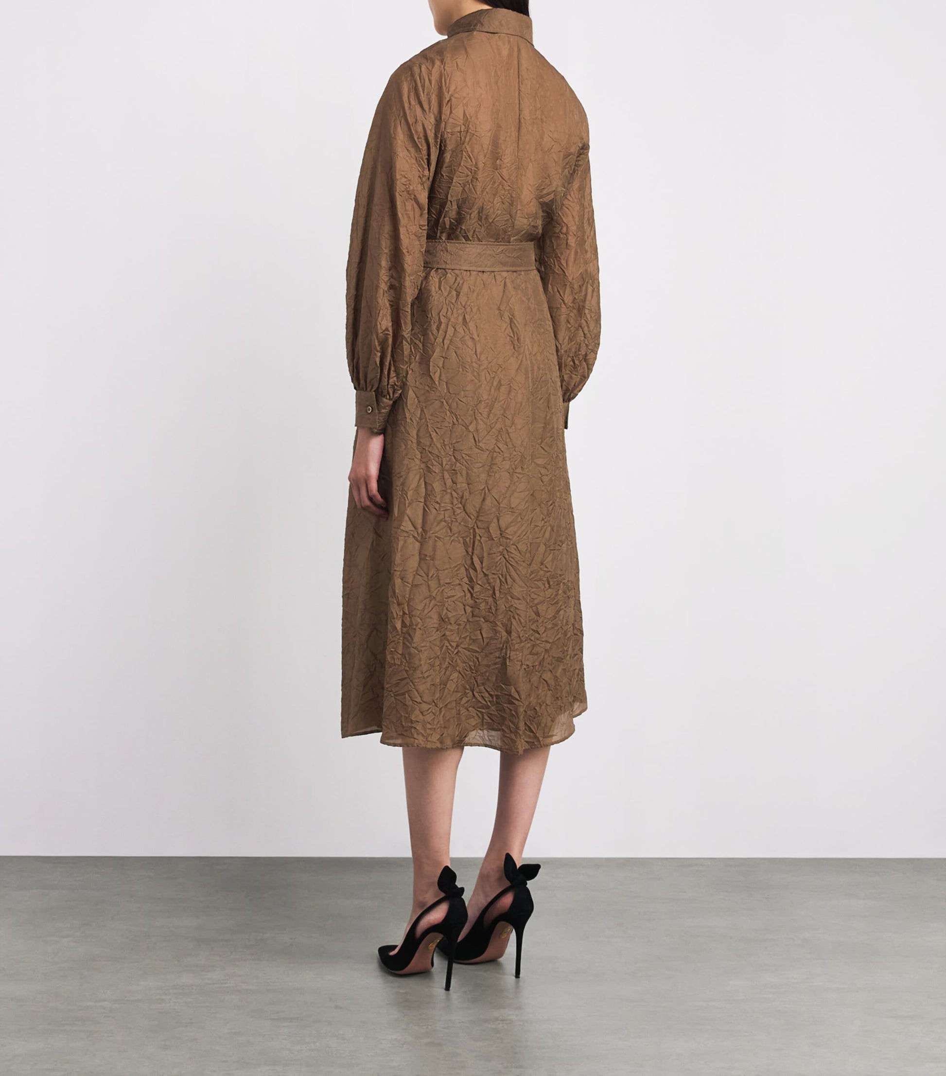 Max Mara Beige Silk Maxi Shirt Dress