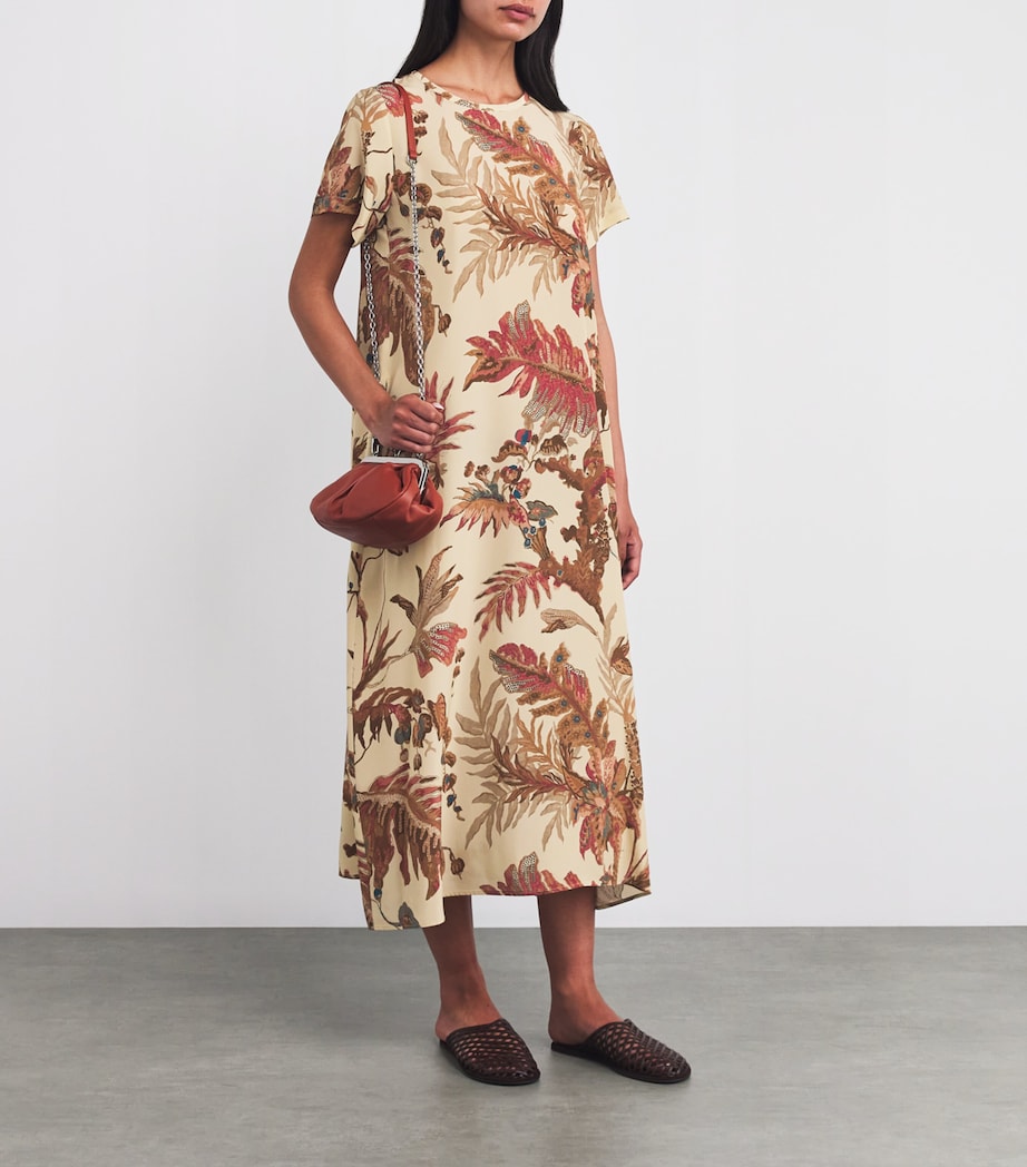 Weekend Max Mara Beige Silk Floral Maxi Dress