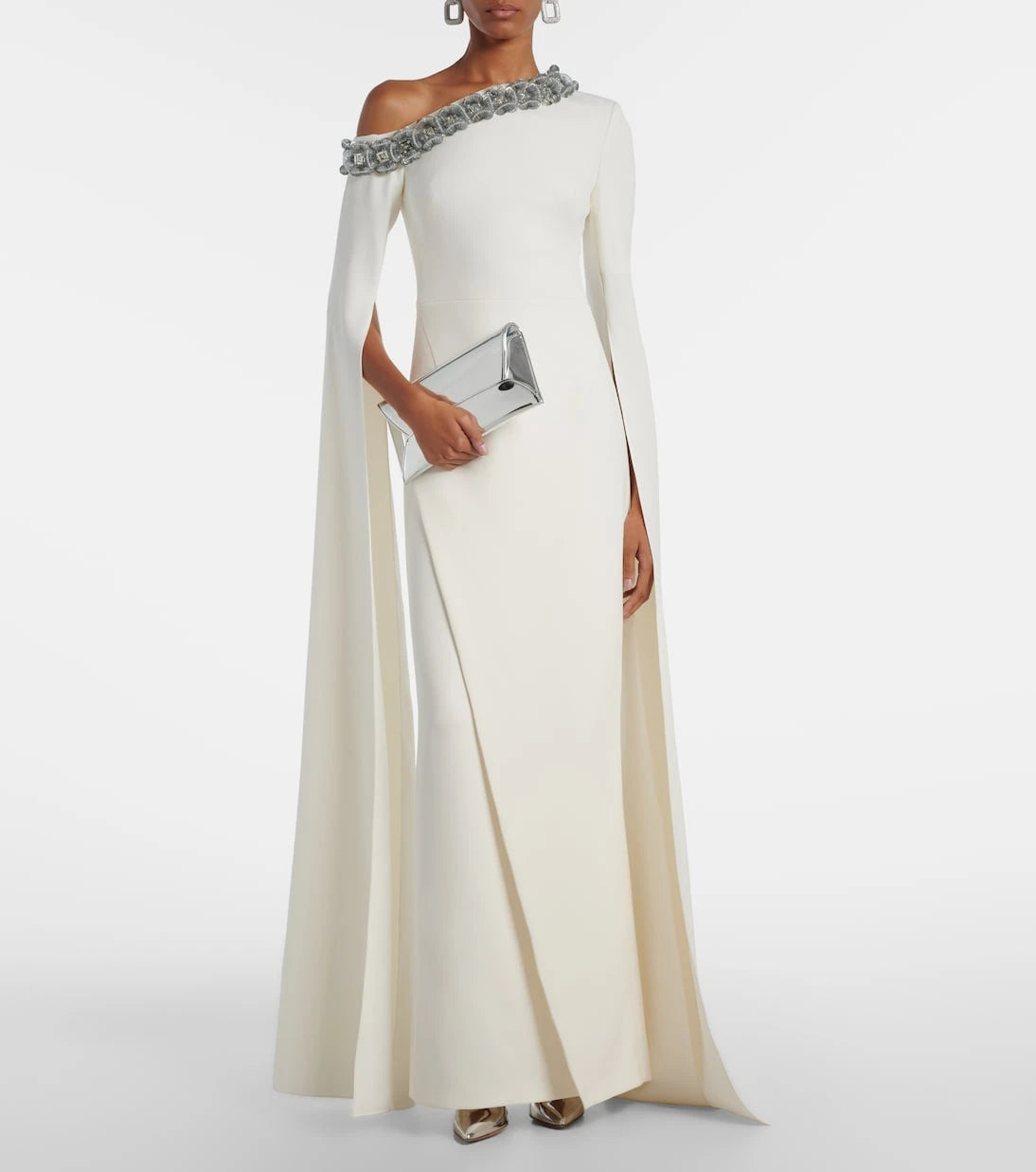 Safiyaa - Rinna floral-appliqué one-shoulder gown