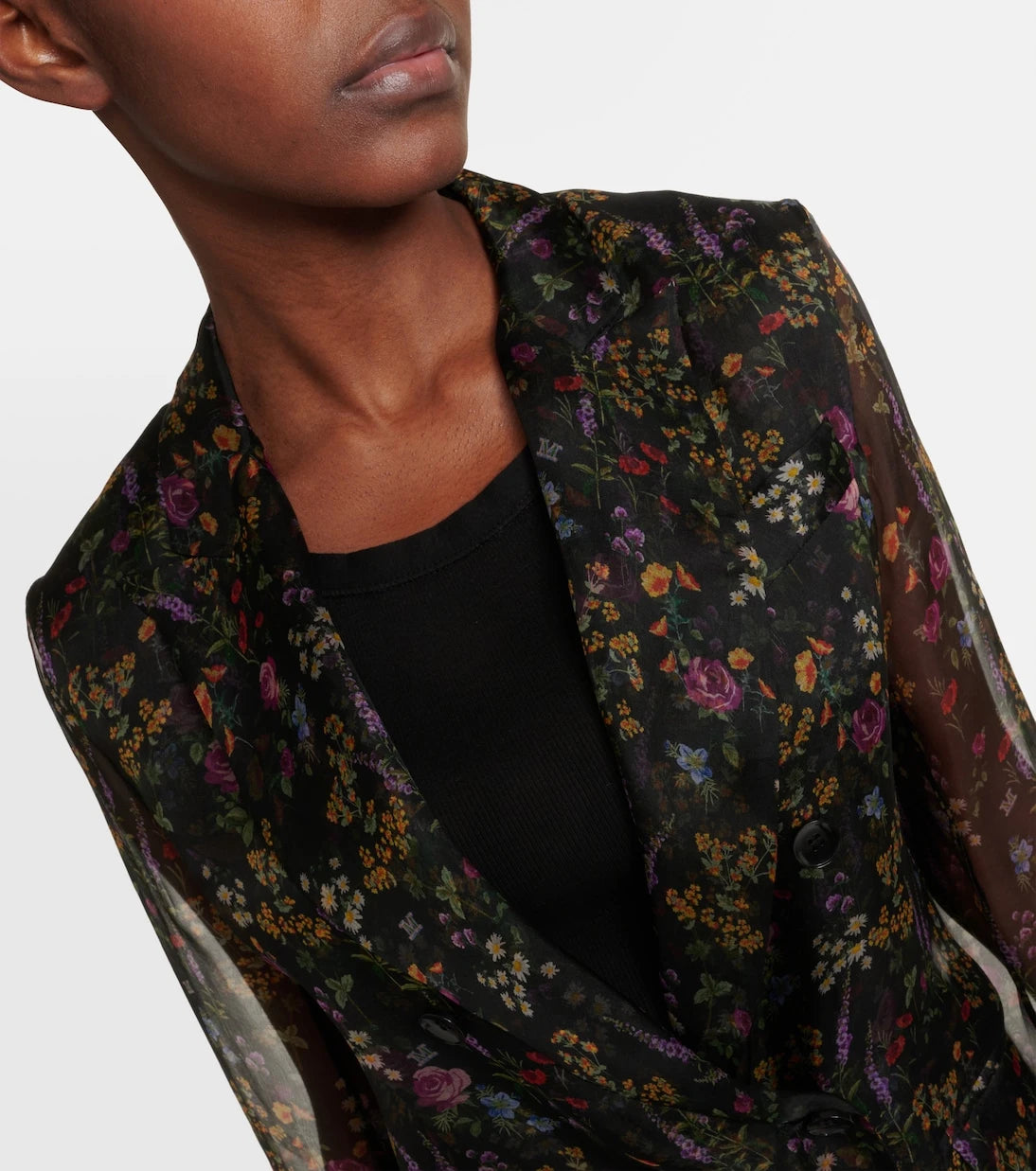 Max Mara - Jabot floral silk organza blouse