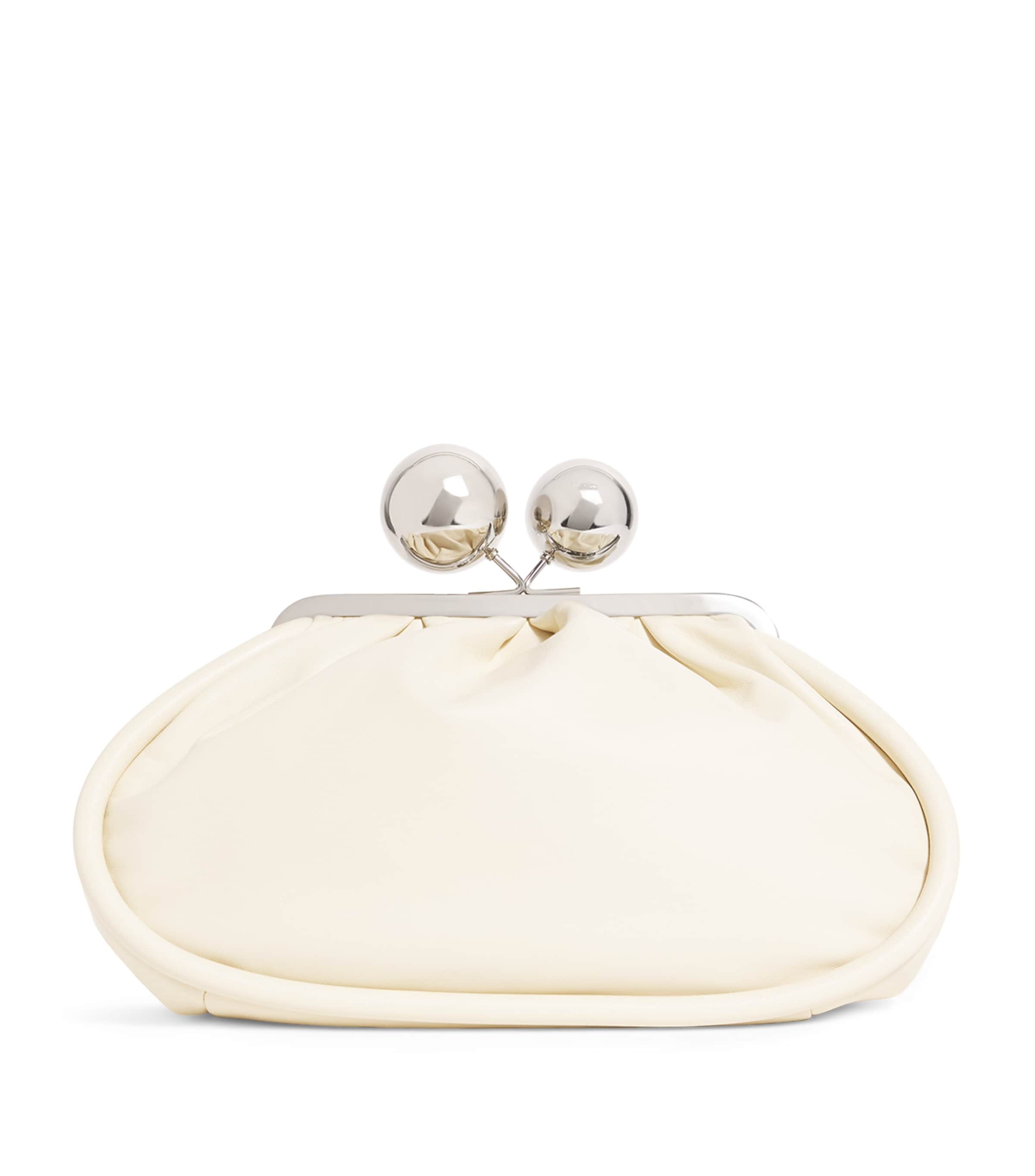 Weekend Max Mara White Medium Leather Pasticcino Clutch Bag