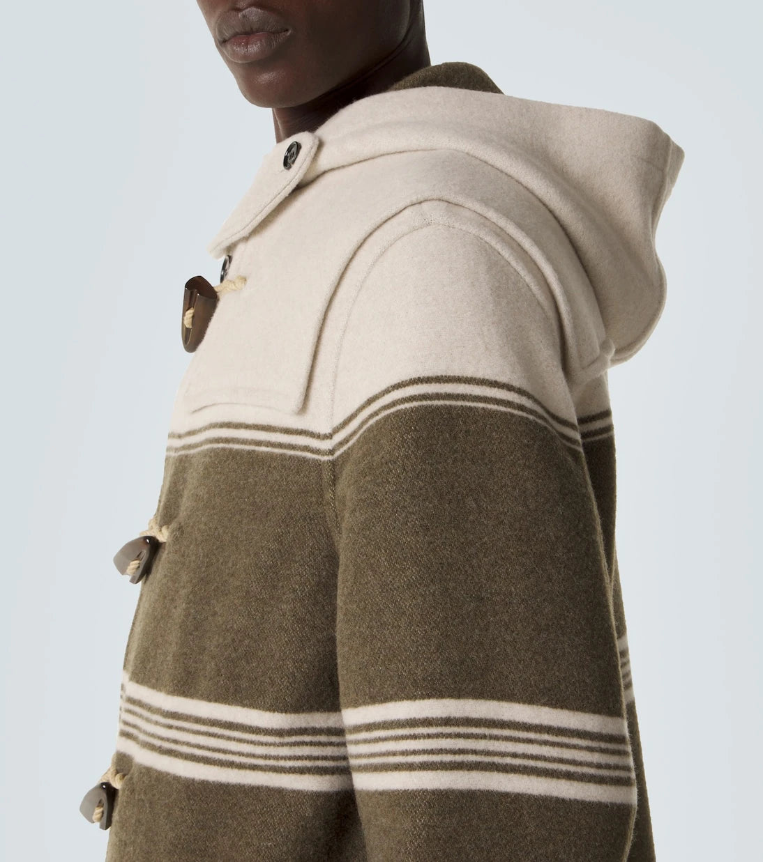 Burberry - Striped wool and cotton-blend duffel coat