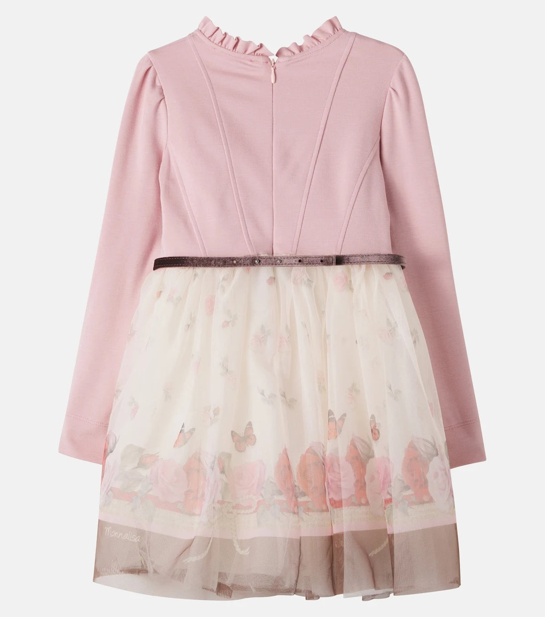 Monnalisa - Belted printed ruffled dress