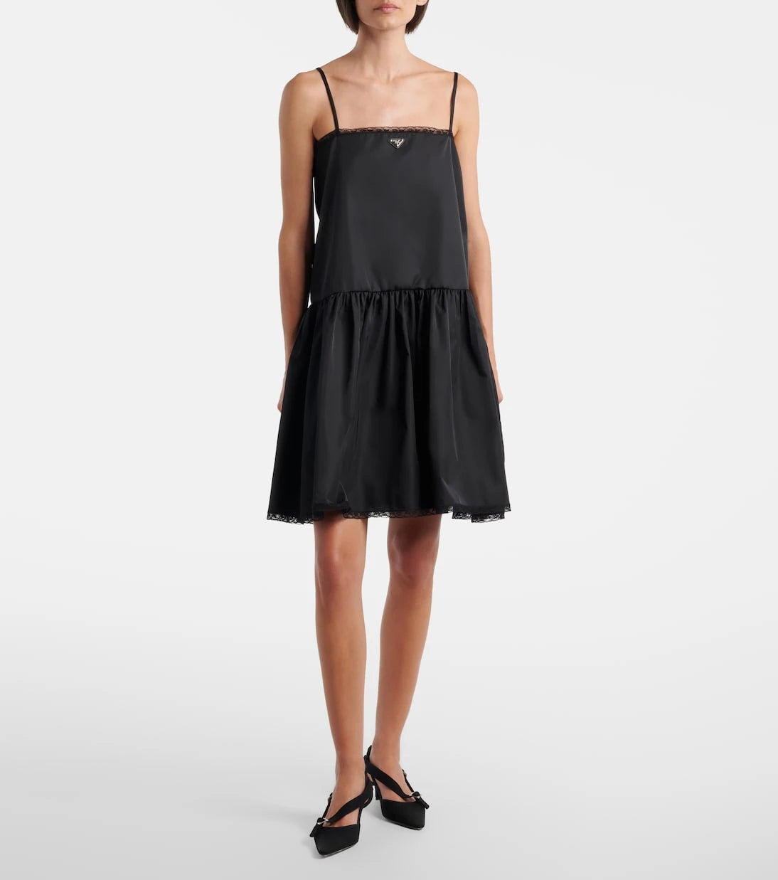 Prada - Re-Nylon lace-trimmed minidress