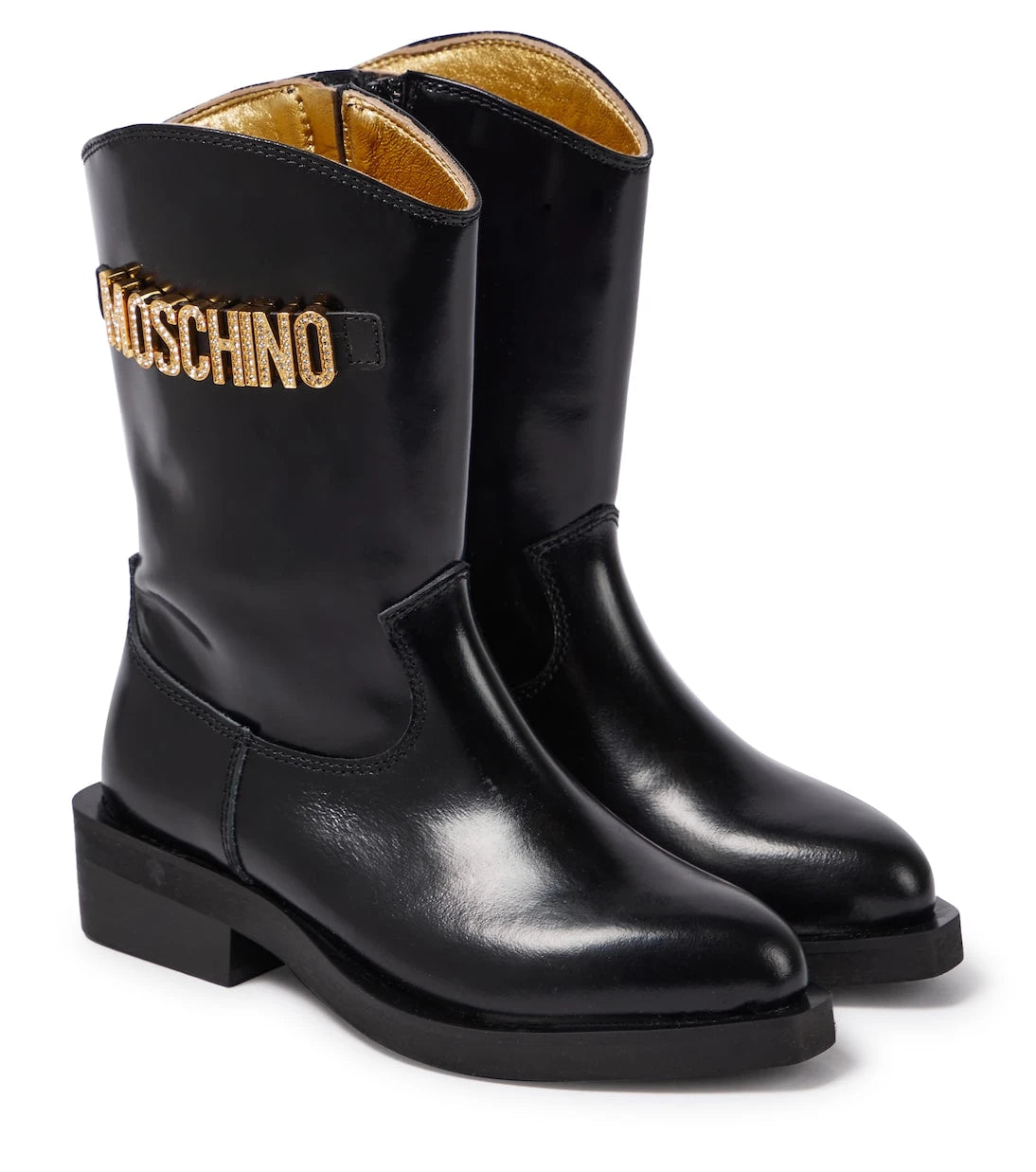 Moschino Kids - Logo patent leather cowboy boots