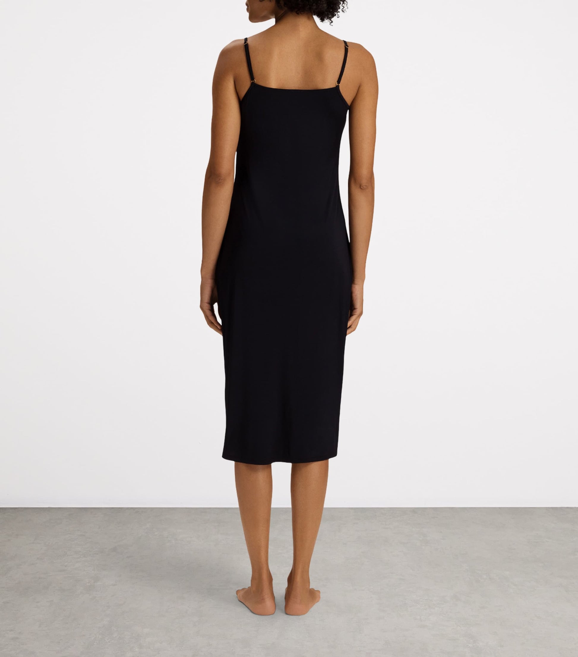 Hanro Black Stretch-Satin Deluxe Slip Dress
