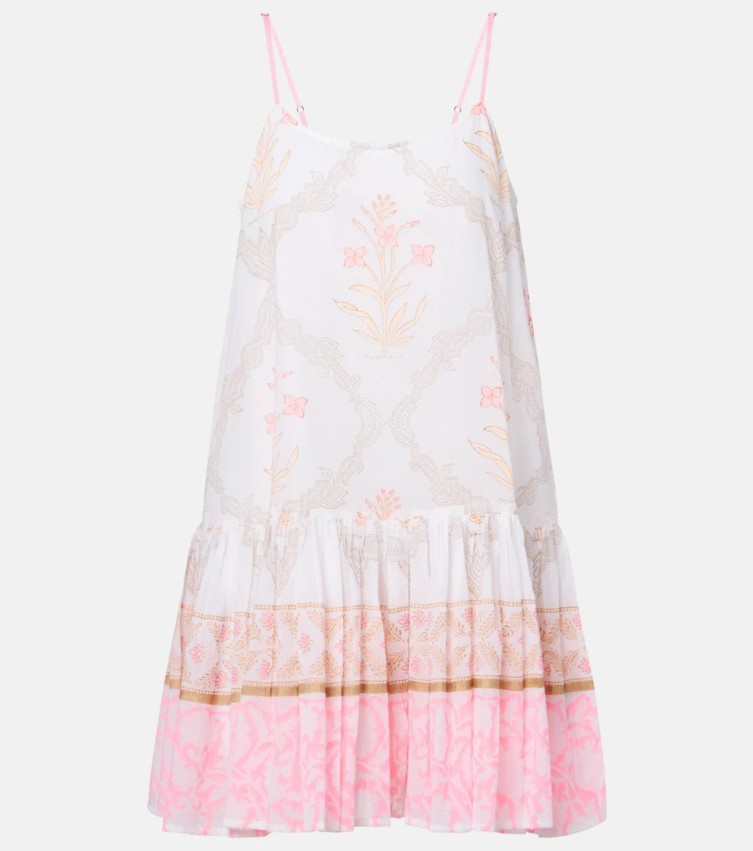 Juliet Dunn - Floral ruched cotton minidress