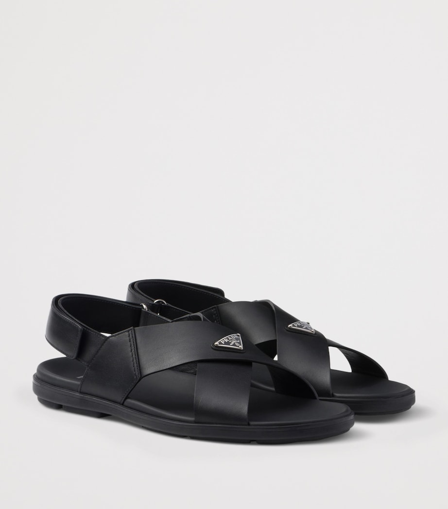 Prada Leather Crisscross Sandals