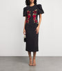 Rebecca Vallance Black Appliqué Rosetta Midi Dress