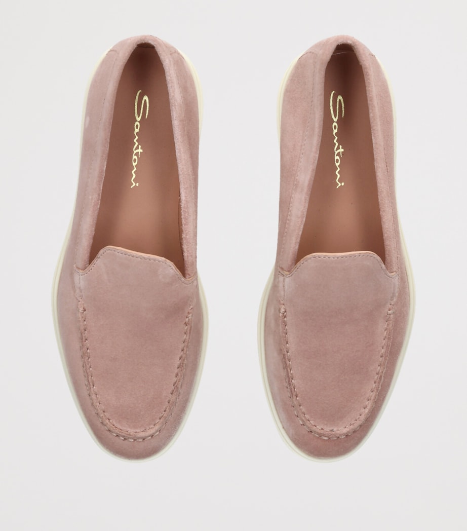 Santoni Pink Suede Detroit Loafers