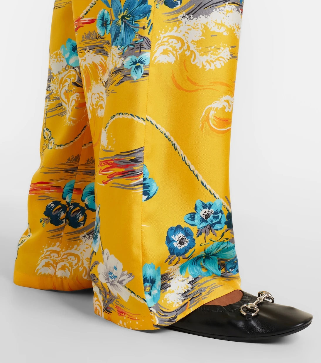 Gucci - Desenli ipek gabardin Palazzo pantolon