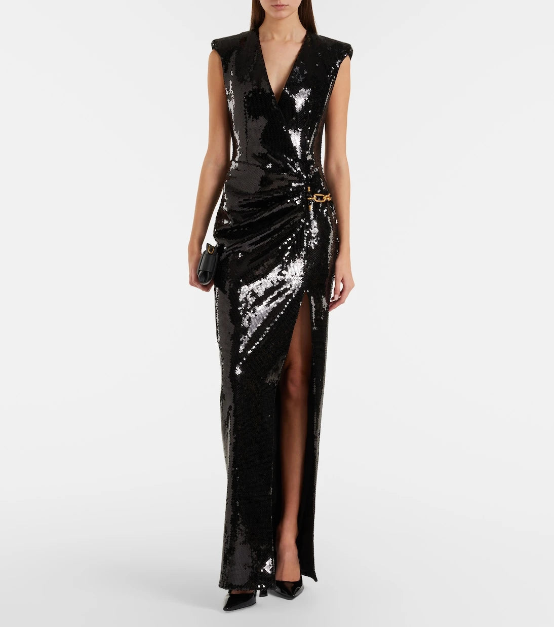 Balmain - Chain-detail sequined gown