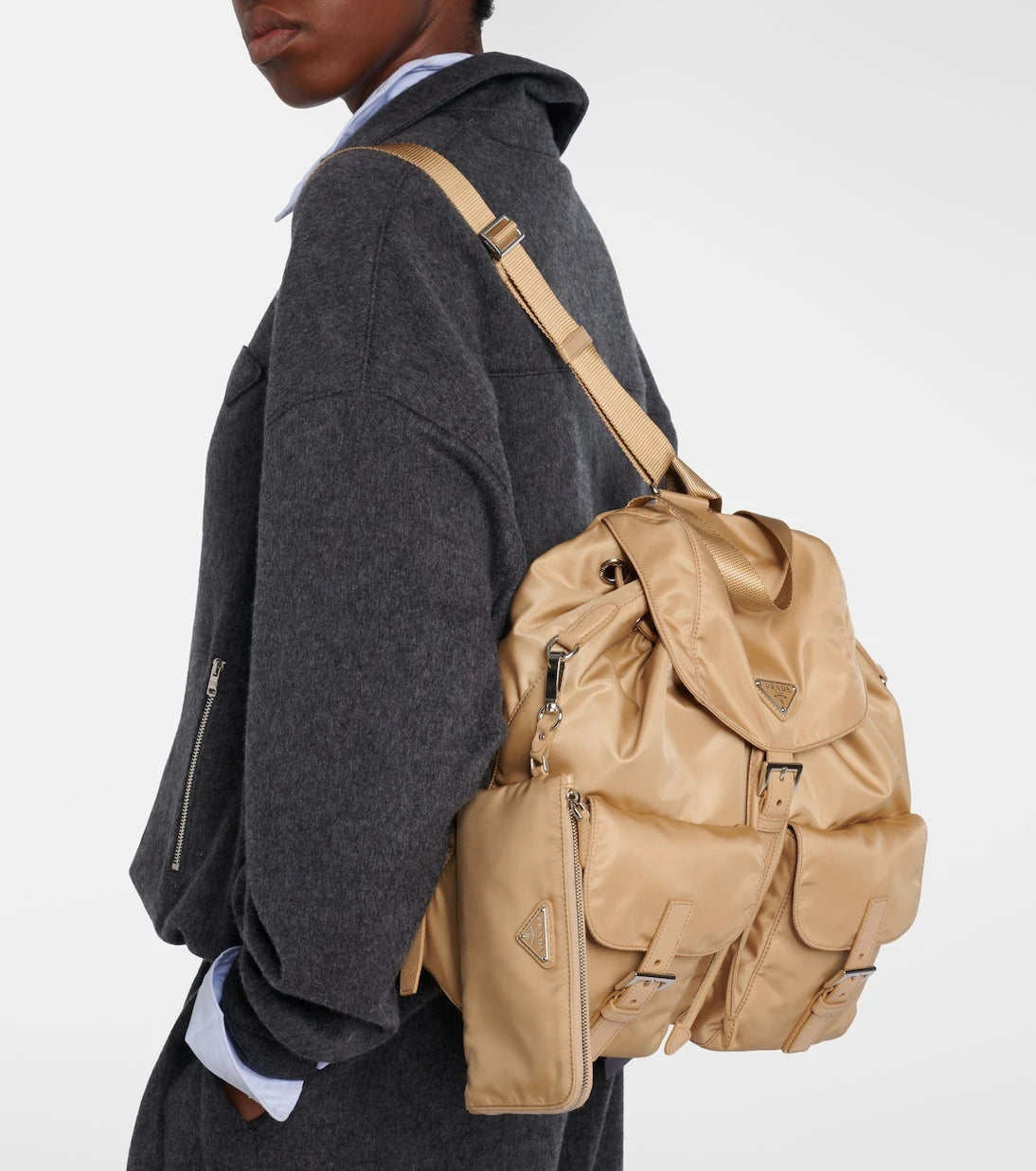Prada - Re-Nylon leather-trimmed backpack