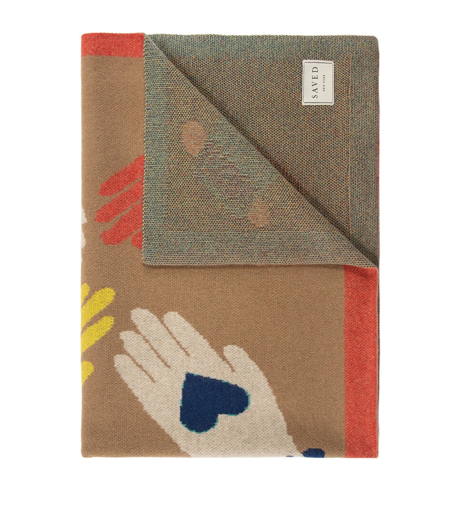 SAVED NY Cashmere Hand and Heart Throw (130cm x 180cm)