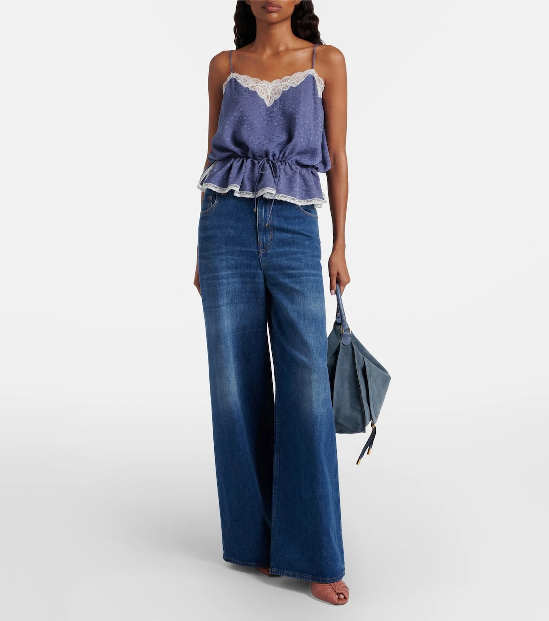 Chloé - Lace-trimmed silk jacquard camisole