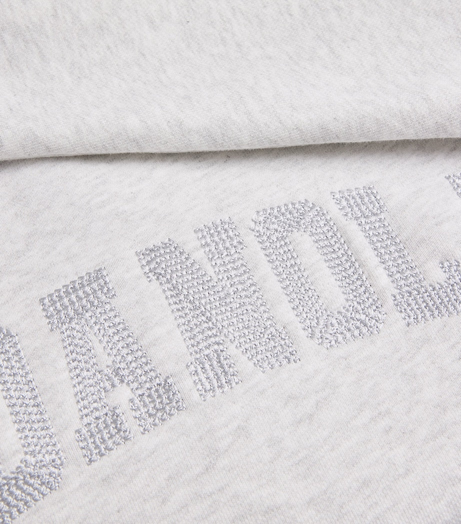 Adanola Grey Organic Cotton Varsity Chainstitch Sweatshirt